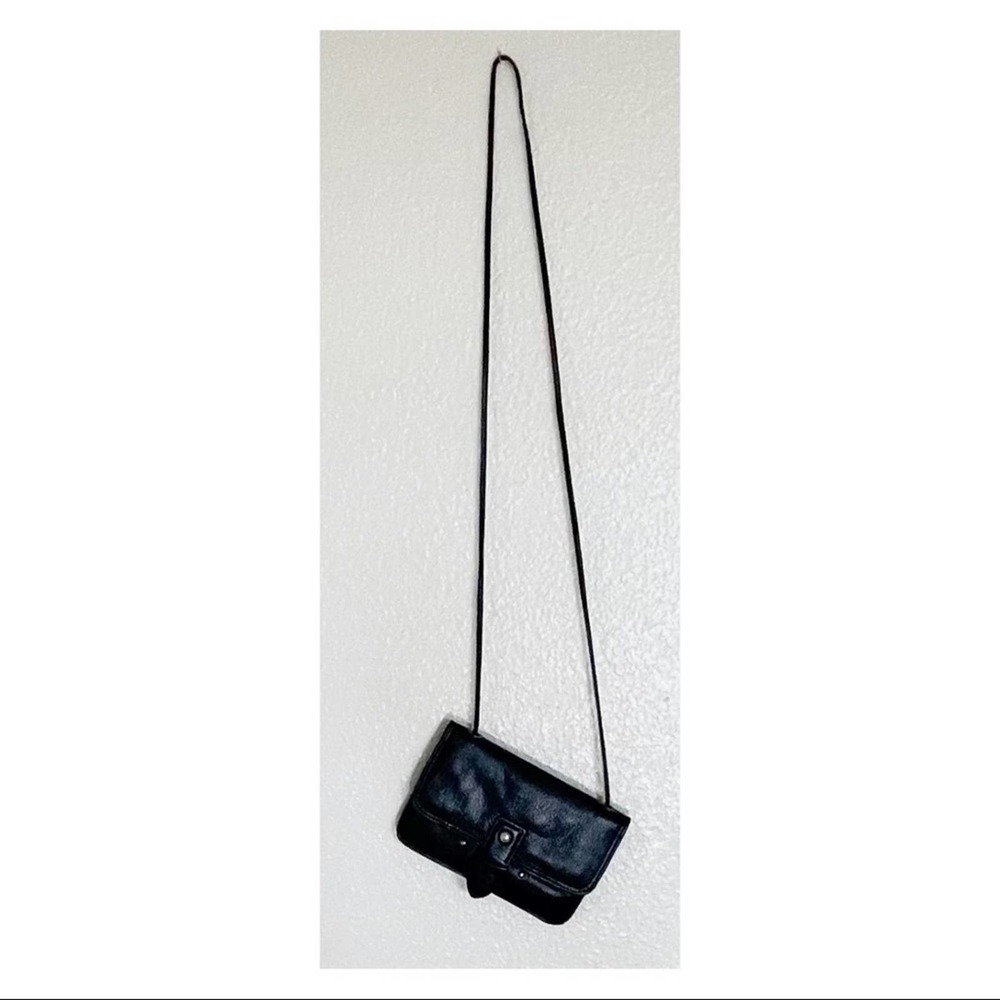 Lucky Brand Black ALL Leather Crossbody Wallet Purse Bag